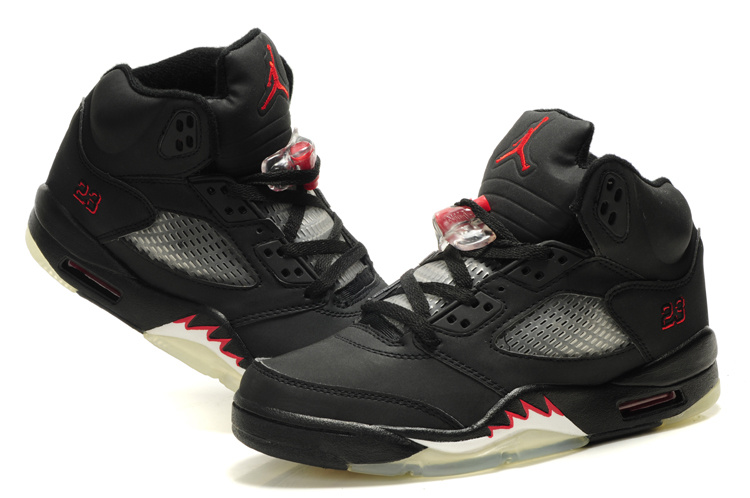 Air Jordan 5 Black Red White For Women - Click Image to Close