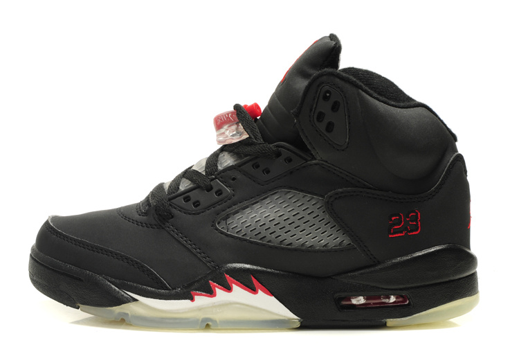 Air Jordan 5 Black Red White For Women - Click Image to Close