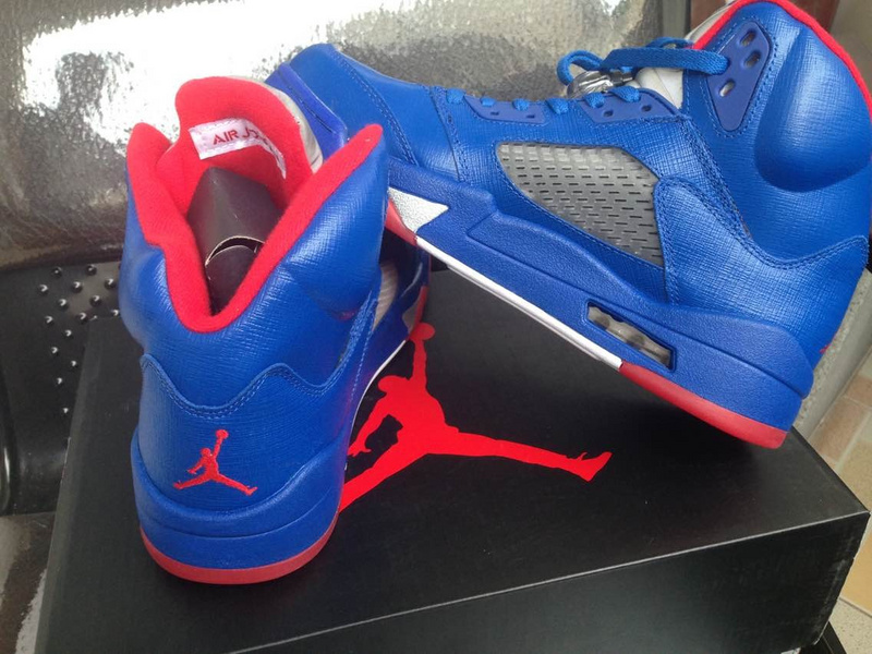 2015 CP3 Blue Red Jordans 5 Shoes - Click Image to Close