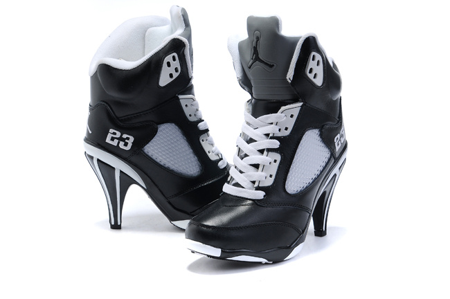 Air Jordan 5 High Heel Black Grey For Women