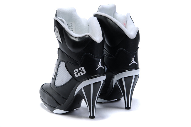 Air Jordan 5 High Heel Black Grey For Women - Click Image to Close