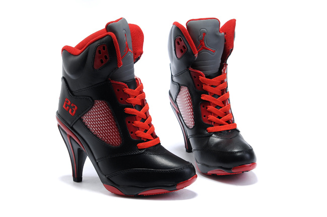 Air Jordan 5 High Heel Black Red For Women