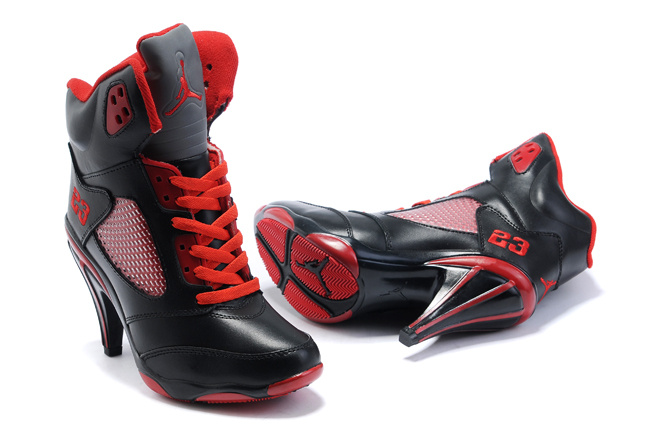 Air Jordan 5 High Heel Black Red For Women