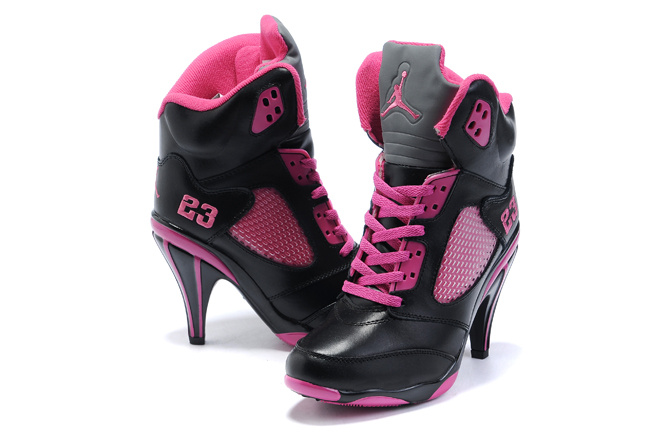 Air Jordan 5 High Heel White Pink Black For Women