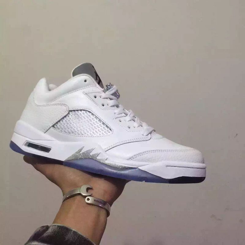 Air Jordan 5 Low GS White Silver Shoes