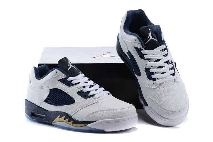 Latest Air Jordan 5 Low White Blue Shoes - Click Image to Close