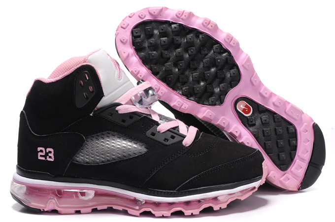 Air Jordan 5 Max Black Grey Pink For Women