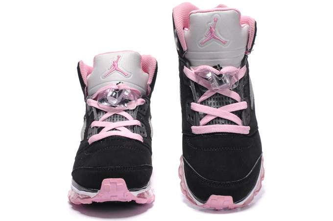 Air Jordan 5 Max Black Grey Pink For Women - Click Image to Close