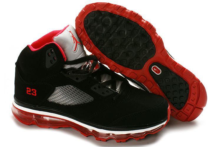 Air Jordan 5 Max Black Grey Red For Women - Click Image to Close