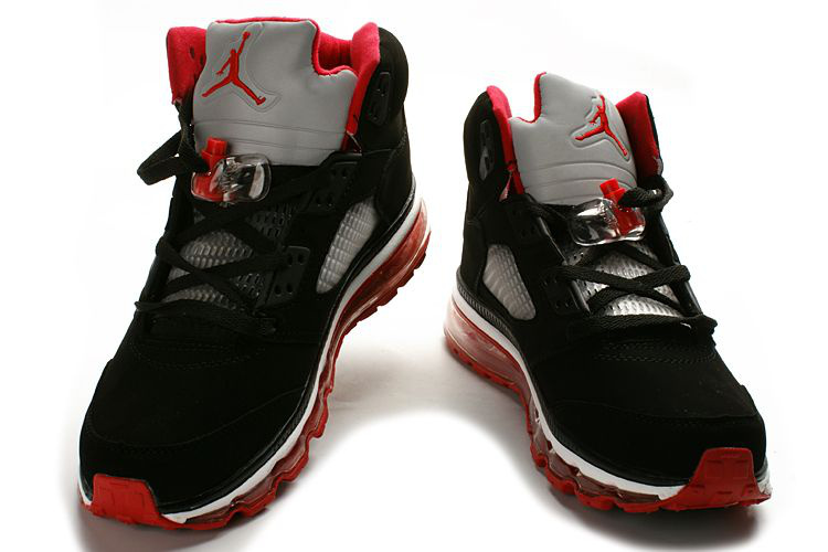 Air Jordan 5 Max Black Grey Red For Women - Click Image to Close