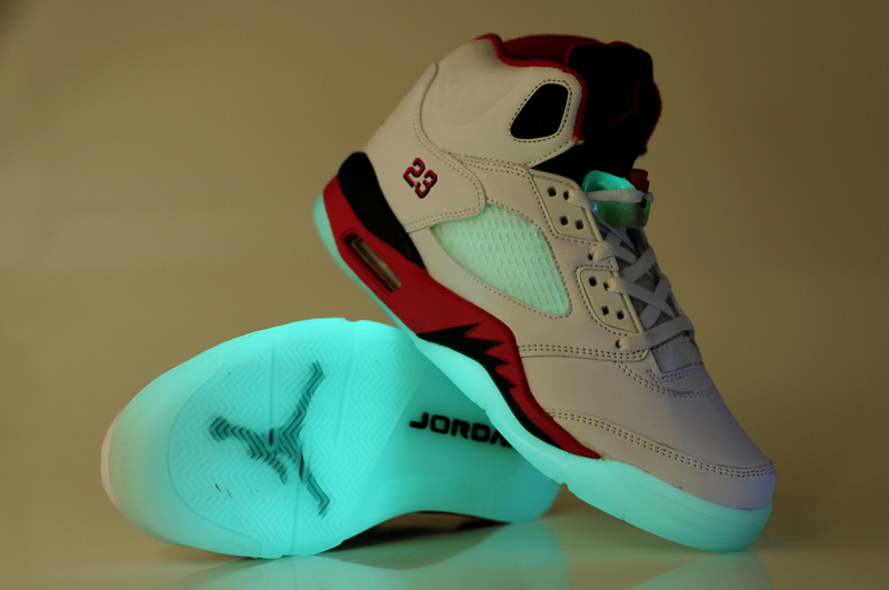 Air Jordan Shoes 5 Midnight Black White Red