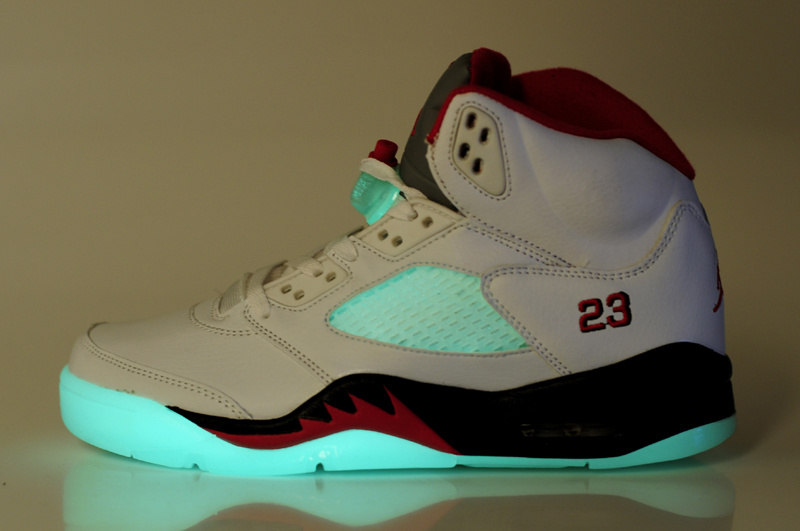 Air Jordan Shoes 5 Midnight White Red
