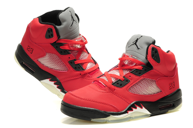 Air Jordan 5 Red Black White For Women - Click Image to Close