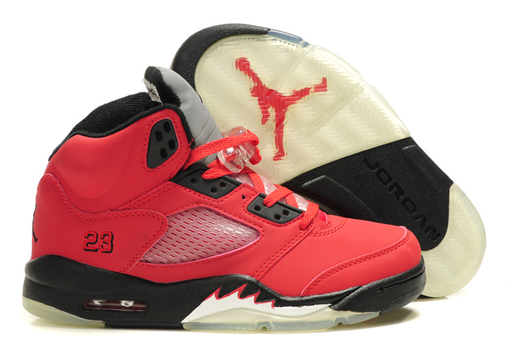 Air Jordan 5 Red Black White For Women - Click Image to Close