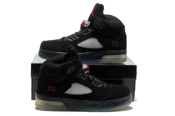 Air Jordan 5 Shine Sole All Black Shoes - Click Image to Close