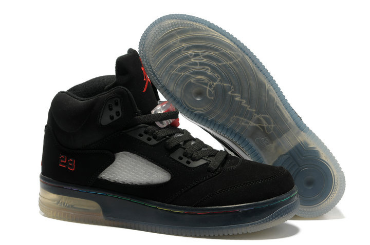 Air Jordan 5 Shine Sole All Black Shoes - Click Image to Close