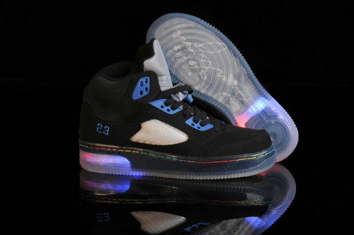 Air Jordan 5 Shine Sole Black Blue Shoes - Click Image to Close