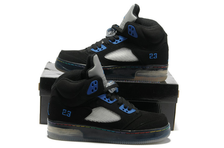 Air Jordan 5 Shine Sole Black Blue Shoes