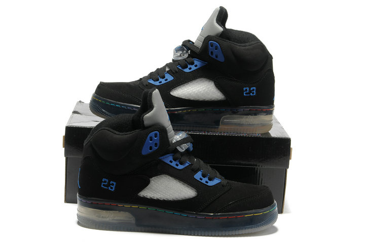 Air Jordan 5 Shine Sole Black Blue Shoes - Click Image to Close