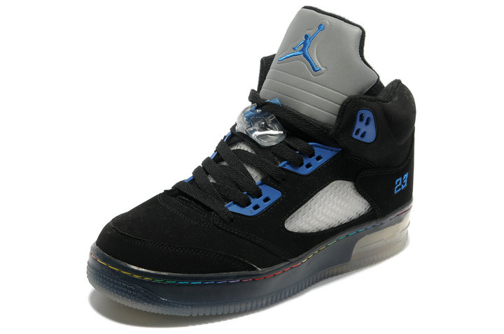 Air Jordan 5 Shine Sole Black Blue Shoes - Click Image to Close