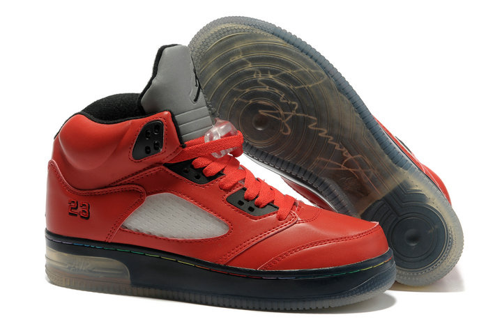 Air Jordan 5 Shine Sole Black Red Shoes - Click Image to Close