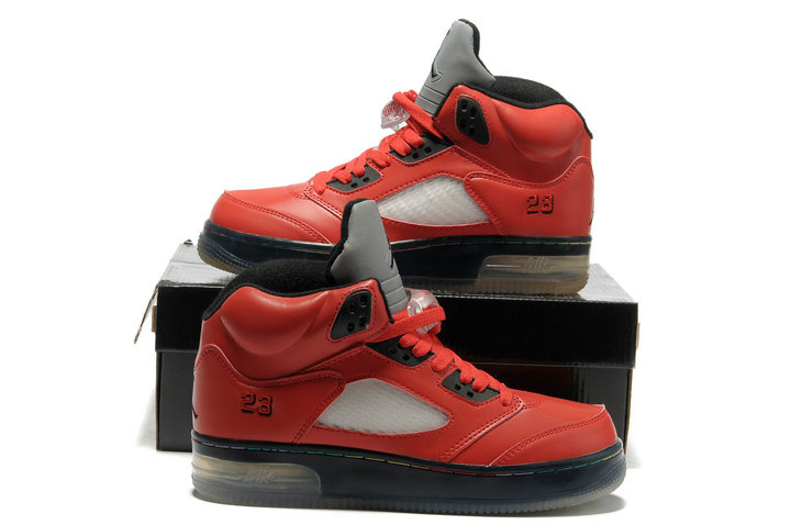 Air Jordan 5 Shine Sole Black Red Shoes - Click Image to Close