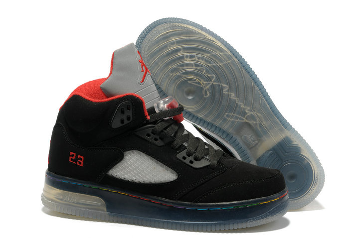 Air Jordan 5 Shine Sole Dark Black Red Shoes - Click Image to Close