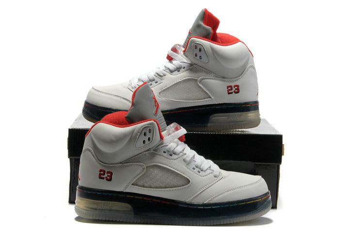 Air Jordan 5 Shine Sole White Black Red Shoes - Click Image to Close