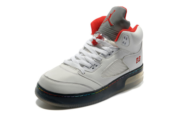 Air Jordan 5 Shine Sole White Black Red Shoes - Click Image to Close