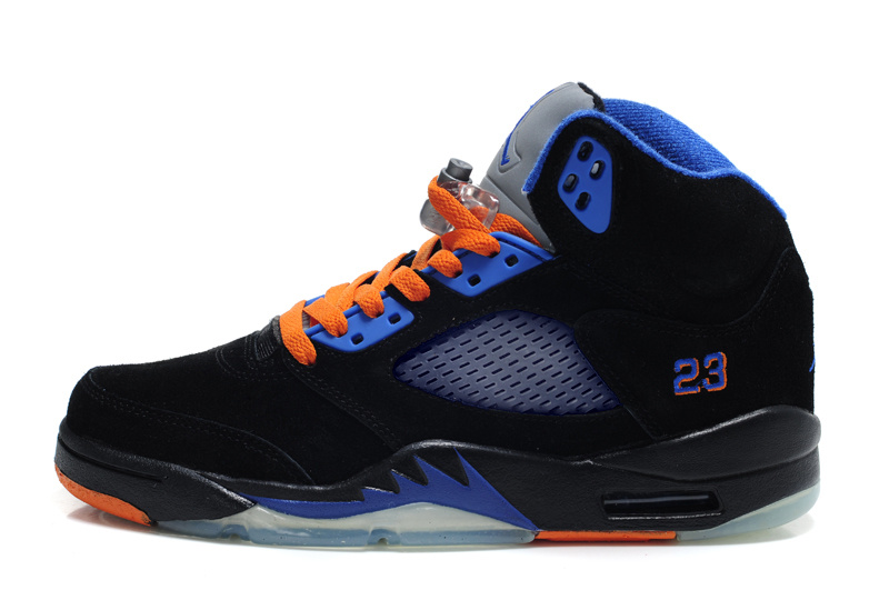 Air Jordan 5 Suede Black Blue Orange Shoes - Click Image to Close