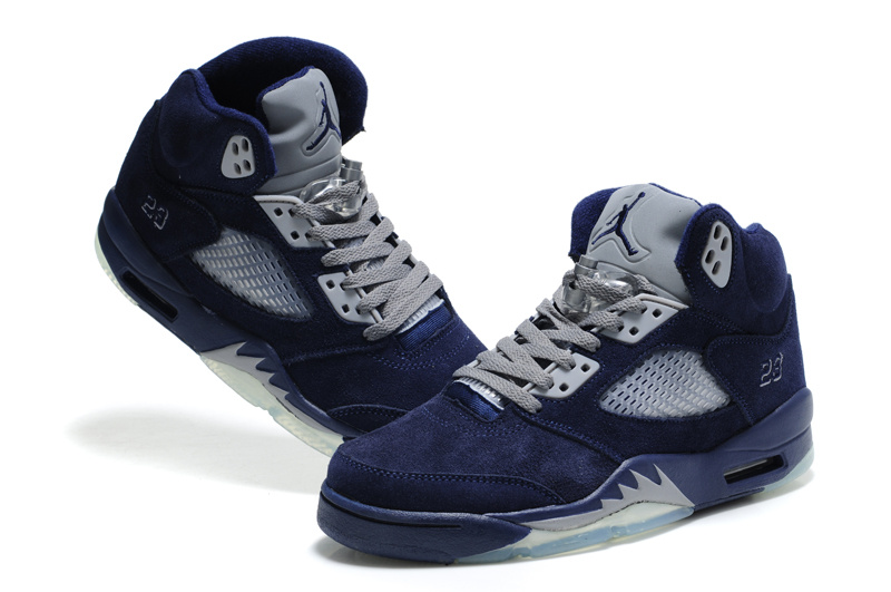Air Jordan 5 Suede Dark Blue Shoes - Click Image to Close