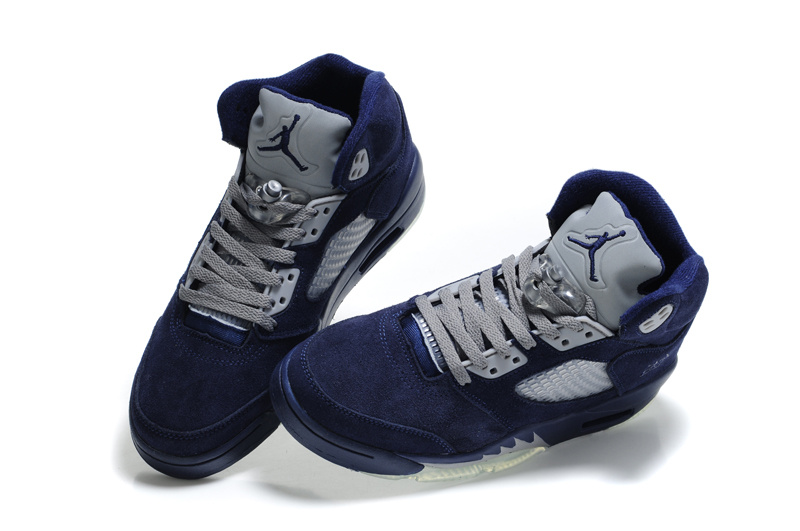 Air Jordan 5 Suede Dark Blue Shoes - Click Image to Close