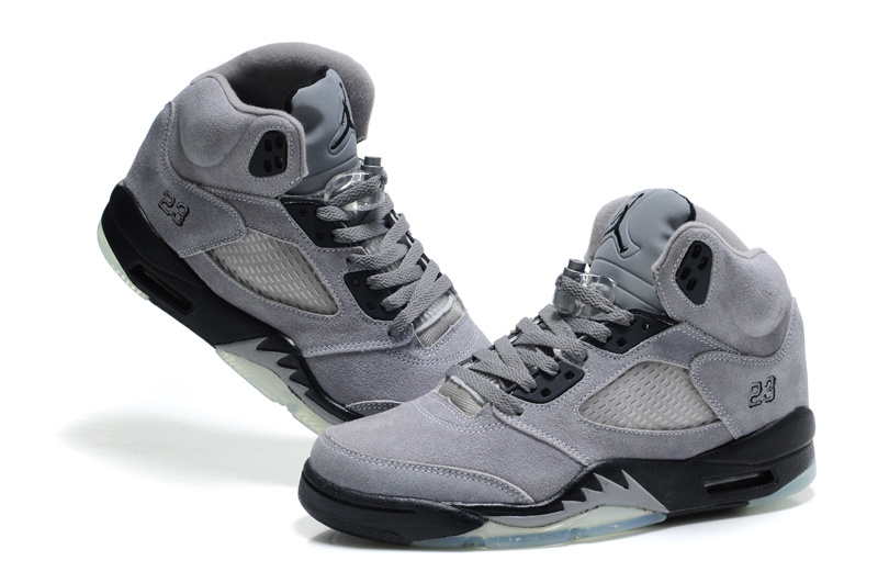 Air Jordan 5 Suede Grey Black Shoes