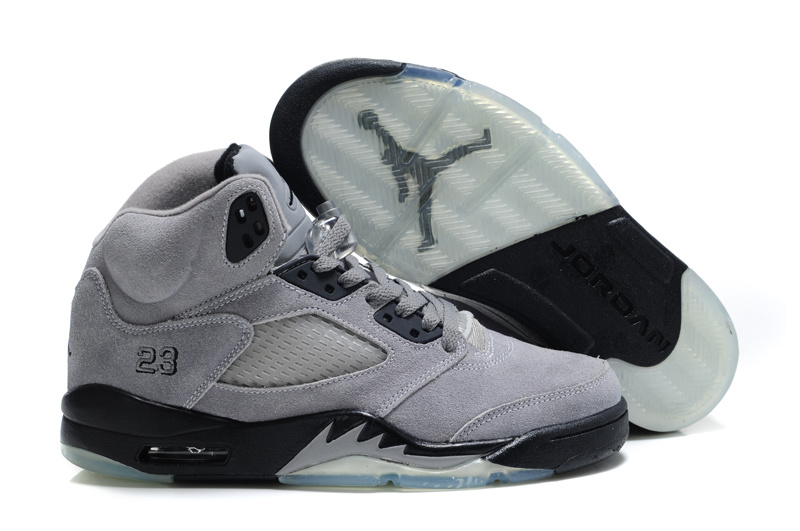 Air Jordan 5 Suede Grey Black Shoes - Click Image to Close