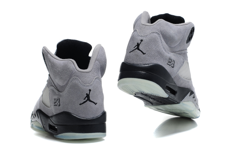 Air Jordan 5 Suede Grey Black Shoes - Click Image to Close