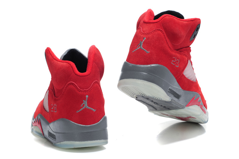 Air Jordan 5 Suede Red Grey Shoes - Click Image to Close