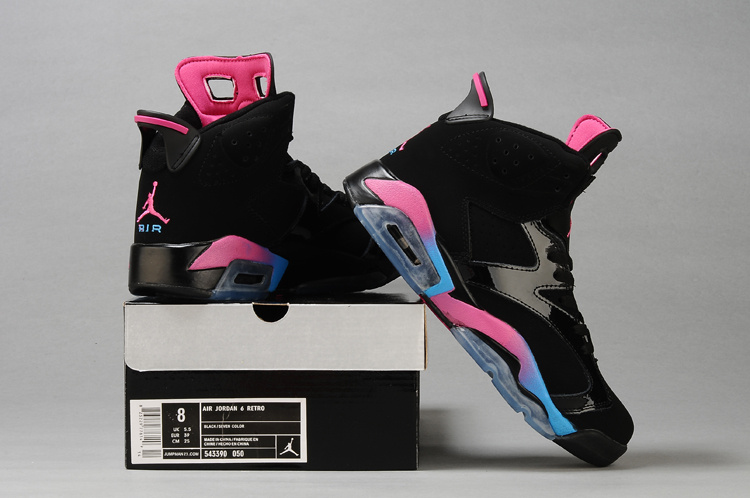 Air Jordan 6 Black Pink For Women - Click Image to Close
