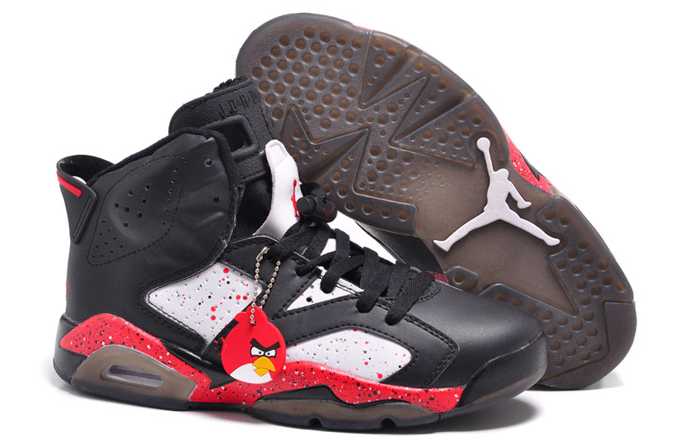 Air Jordan 6 Black Red Grey Angry Bird Shoes