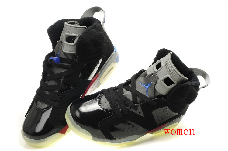 Air Jordan 6 Midnight Black Grey Red For Women - Click Image to Close