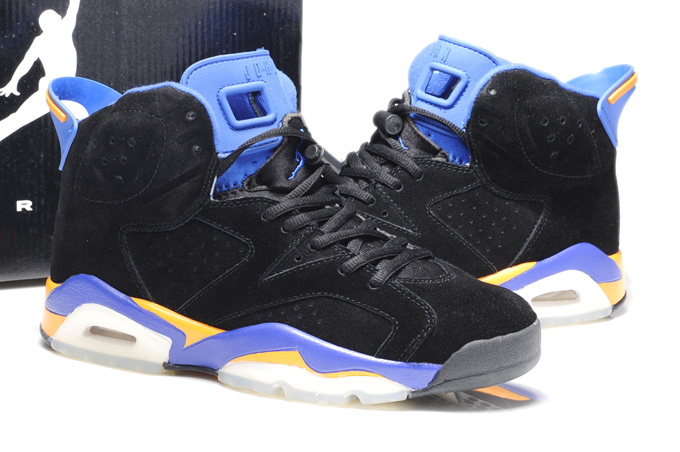 Air Jordan 6 Suede Black Blue White Shoes - Click Image to Close