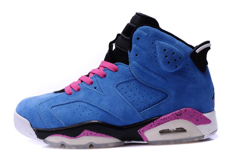 Air Jordan 6 Suede Blue Pink Black Shoes