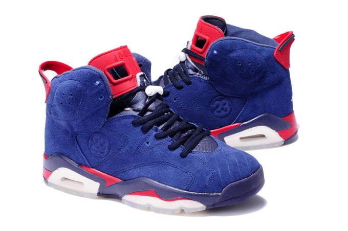 Air Jordan 6 Suede Blue White Red Shoes 