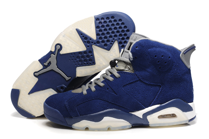 Air Jordan 6 Suede Blue White Shoes