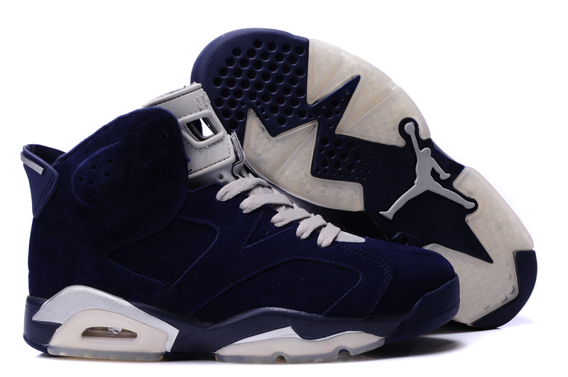 Air Jordan 6 Suede Dark Blue White Shoes