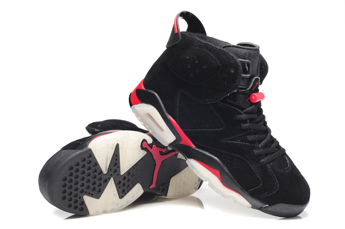 Air Jordan 6 Suede Dark black Red Shoes - Click Image to Close