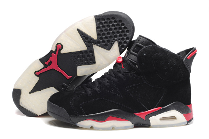 Air Jordan 6 Suede Dark black Red Shoes - Click Image to Close