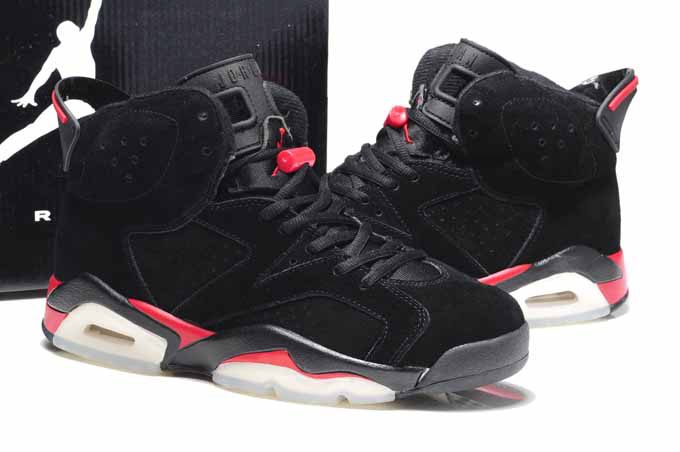 Air Jordan 6 Suede Dark black Red Shoes - Click Image to Close