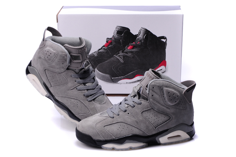 Air Jordan 6 Suede Grey Black Shoes - Click Image to Close