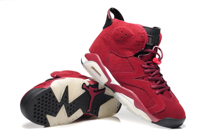 Air Jordan 6 Suede Wine Red White Shoes - Click Image to Close