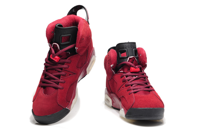 Air Jordan 6 Suede Wine Red White Shoes - Click Image to Close